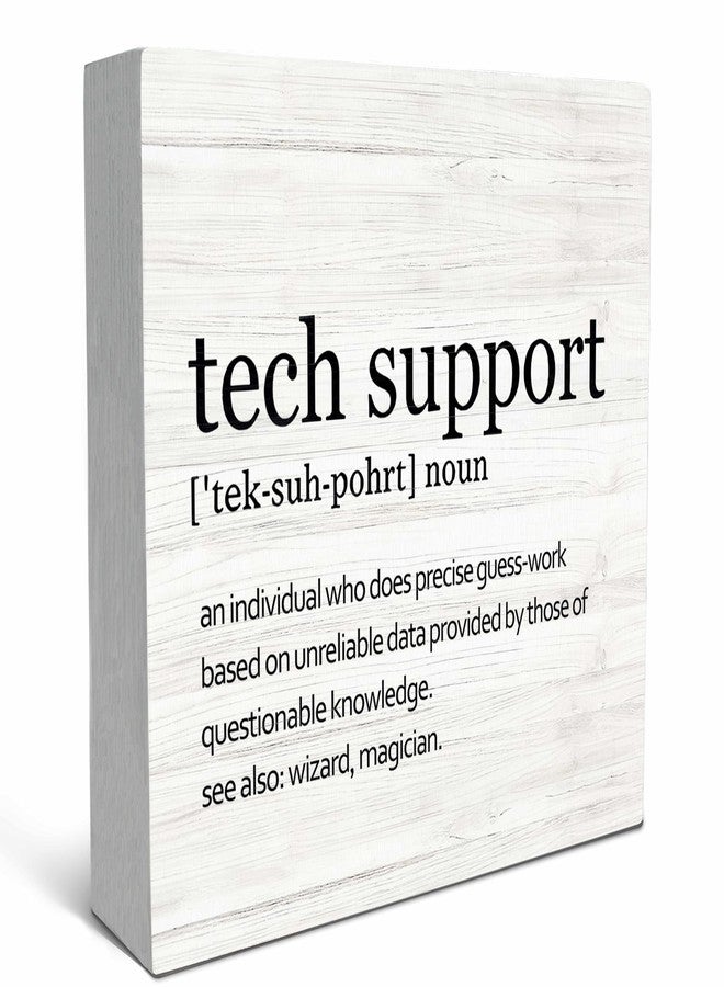 SRADMO Tech Support Office Wood Box Sign Desk Decor, Tech Support Gifts, Gifts For It Tech Guys, Desk Decorations Office, It Tech Gifts Wooden Box Sign Decoration, Tech Support Shelf Table Decor - Image 1